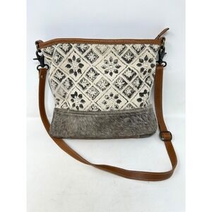 Myra Bag Mixed Material Fur Canvas Leather Upcycled Crossbody
